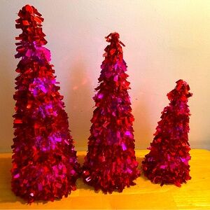Beaded shimmer decorative tabletop Christmas tree lot of 3